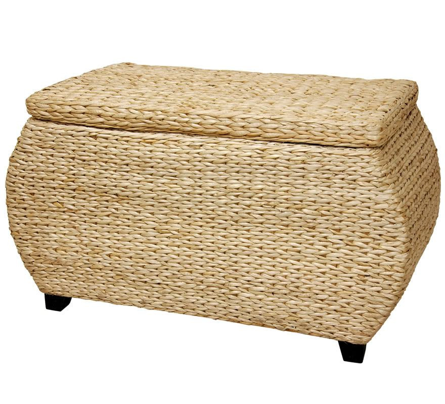 Seagrass Storage Bench
 Natural Seagrass Lined STORAGE OTTOMAN Bench Hinged NEW