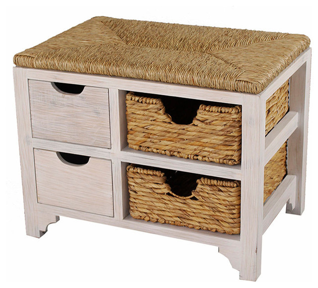 Seagrass Storage Bench
 Vale Seagrass Top Storage Bench With 2 Drawer and 2