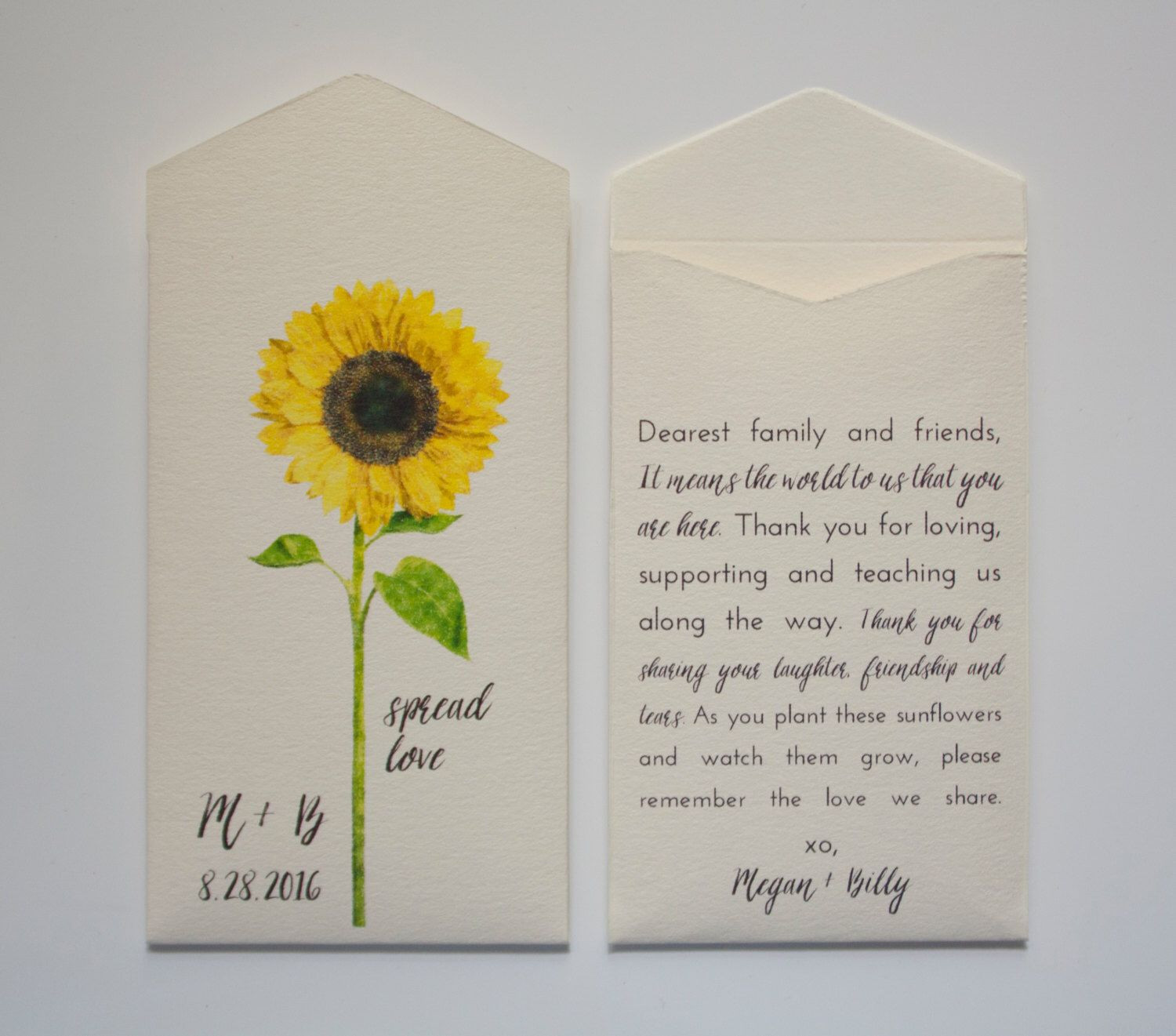 Seed Packet Wedding Favors DIY
 DIY Cream Sunflower Seed Packet Wedding Favor Envelopes