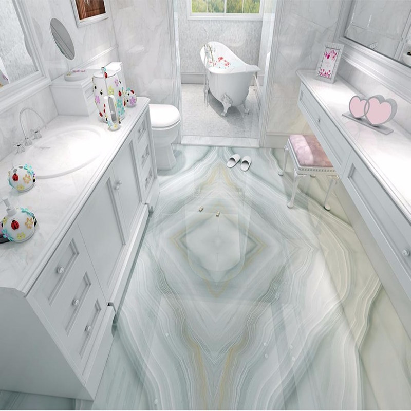 Self Adhesive Bathroom Floor Tiles
 Custom Self adhesive Floor Mural 3D Floor Tiles Modern