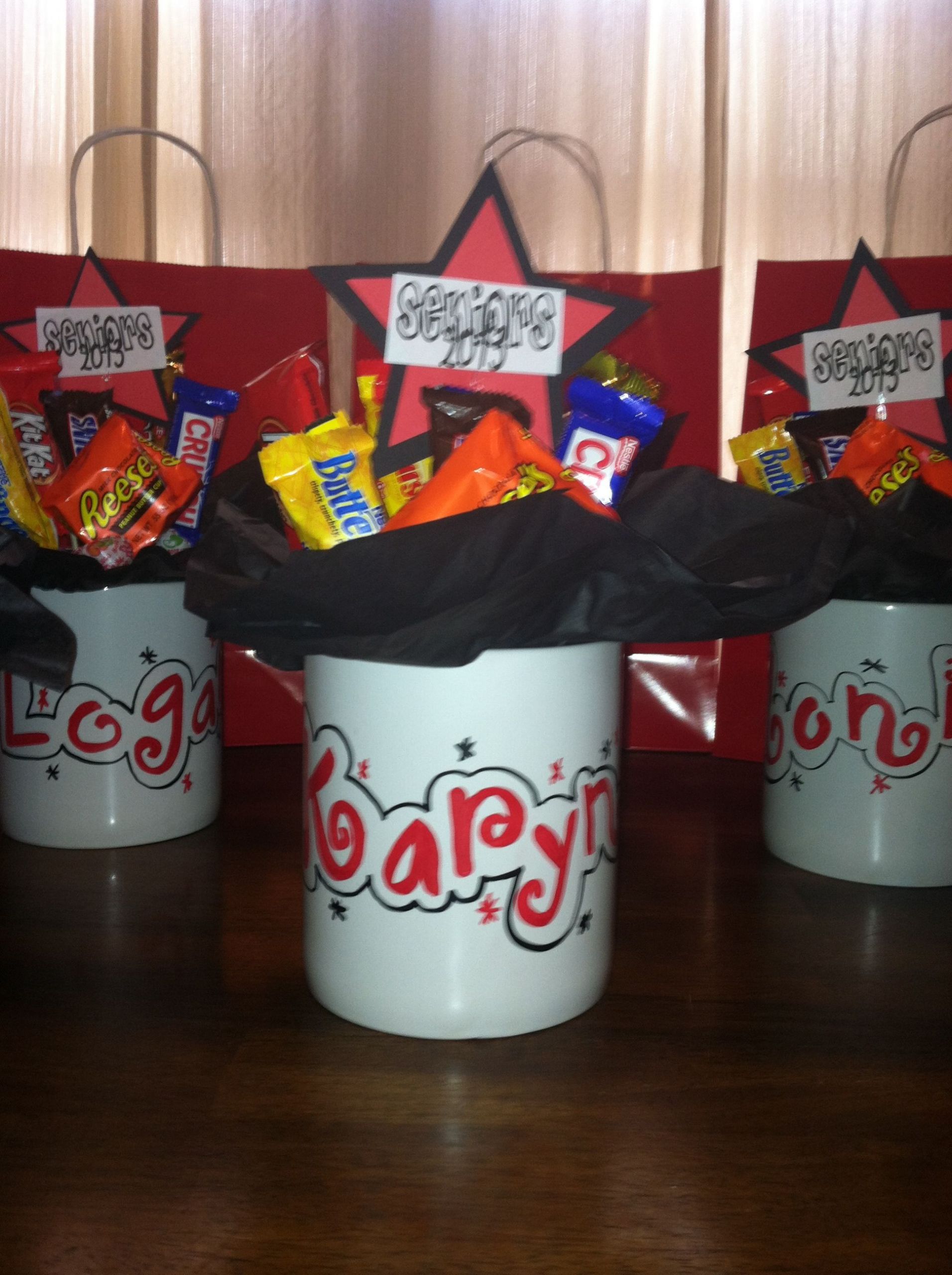 Senior Graduation Gift Ideas
 Personalized candy bouquet mugs for high school senior