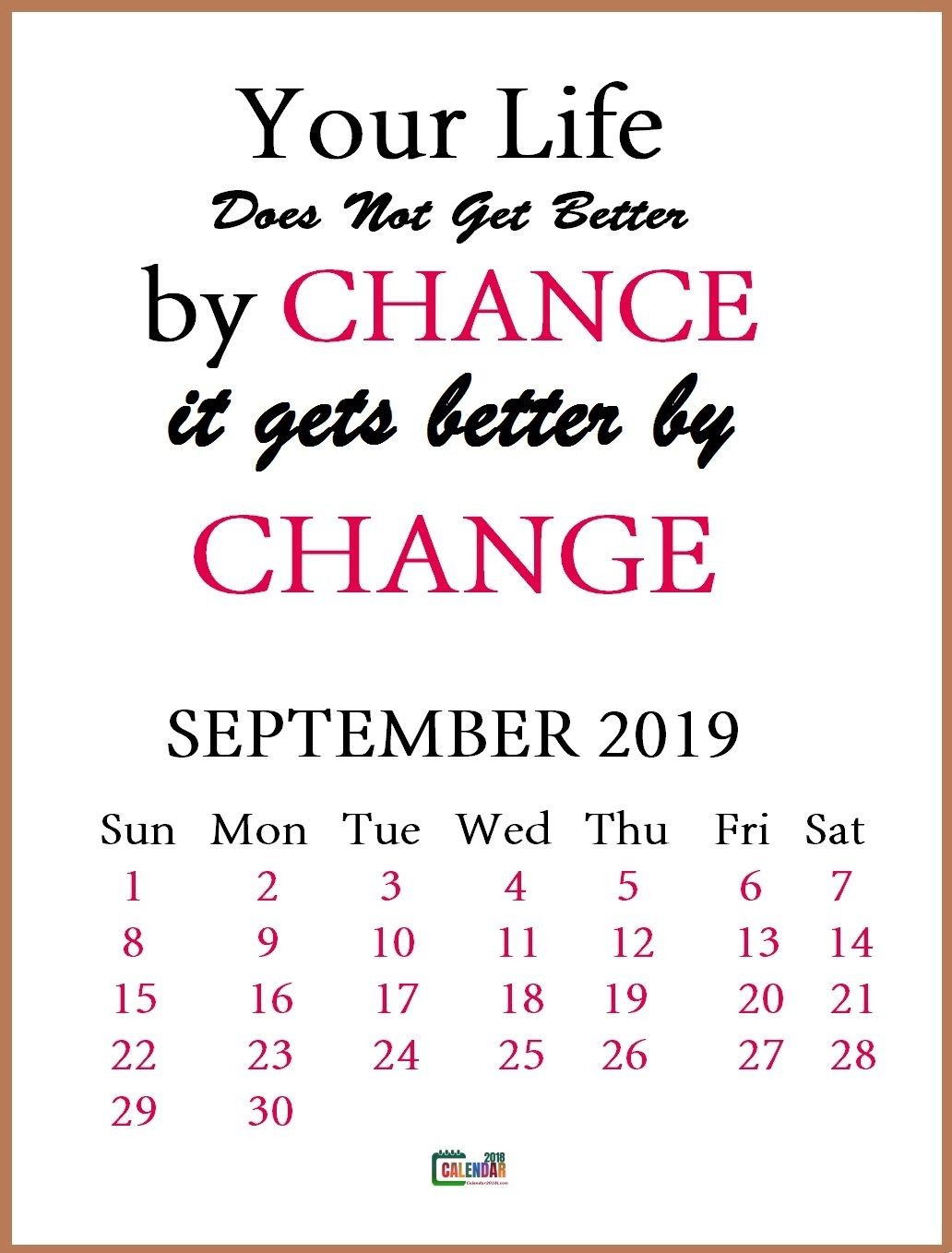 September Quotes Inspirational
 September 2019 Motivational Quotes Calendar