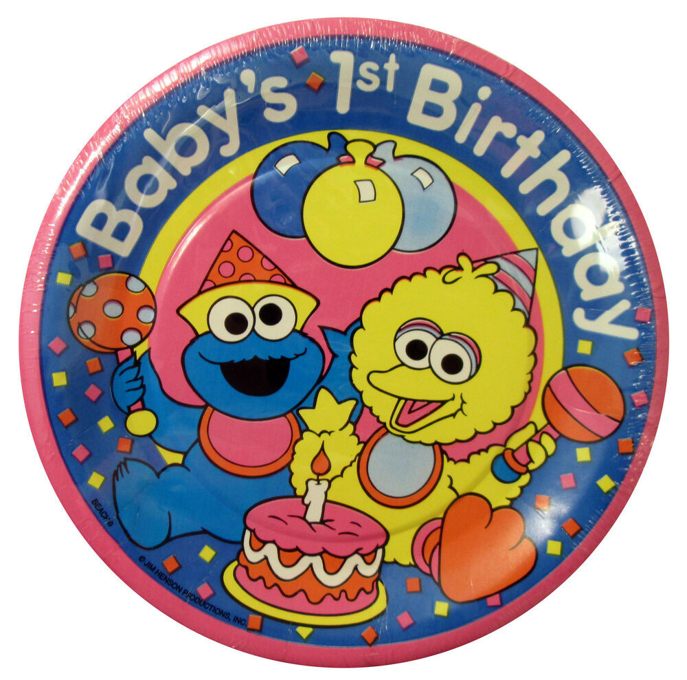 Sesame Street 1st Birthday Party Supplies
 Baby SESAME STREET SMALL PLATES 8 FIRST 1st BIRTHDAY