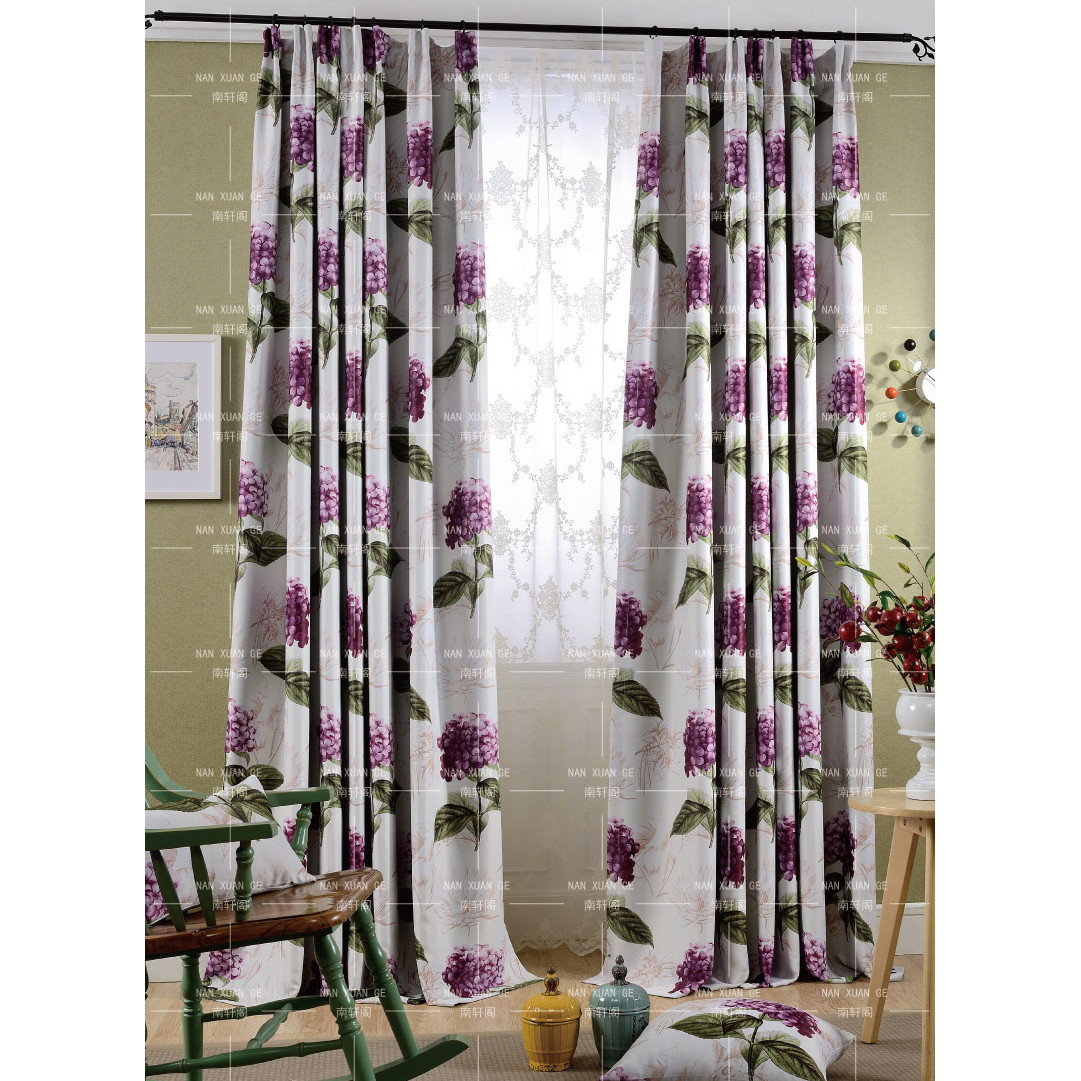 Shabby Chic Bedroom Curtains
 Purple Floral Print Polyester Long Shabby Chic Bedroom