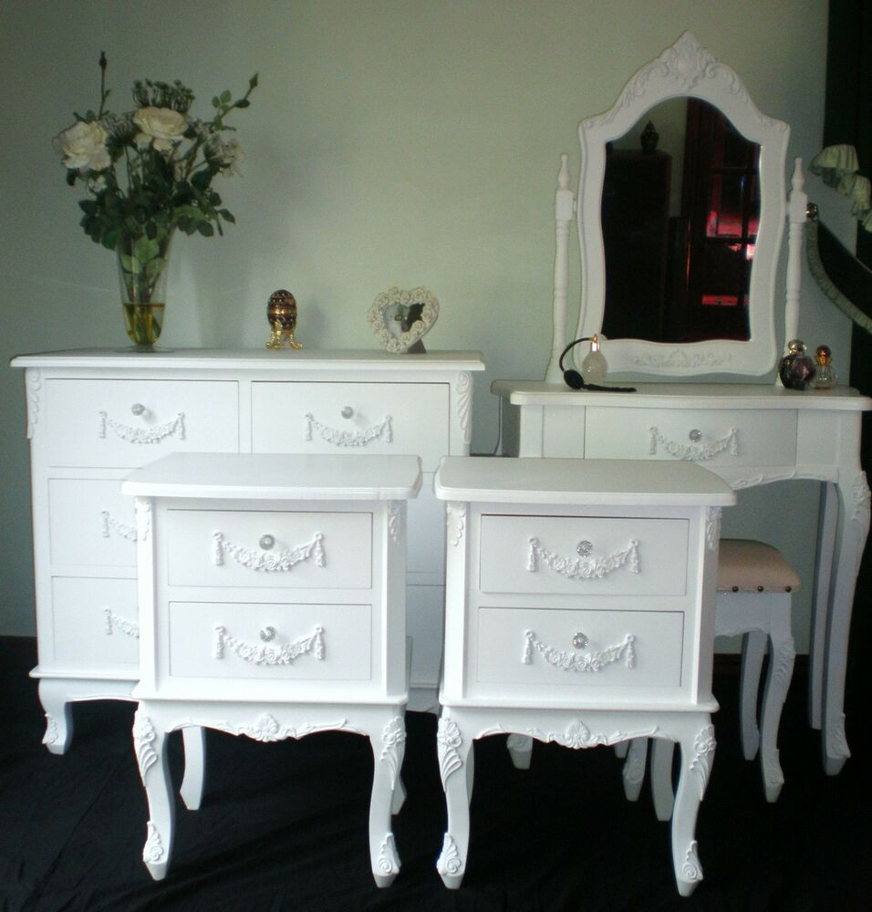 Shabby Chic Bedroom Furniture Sets
 SHABBY CHIC BEDROOM SET FRENCH STYLE FURNITURE WHITE with