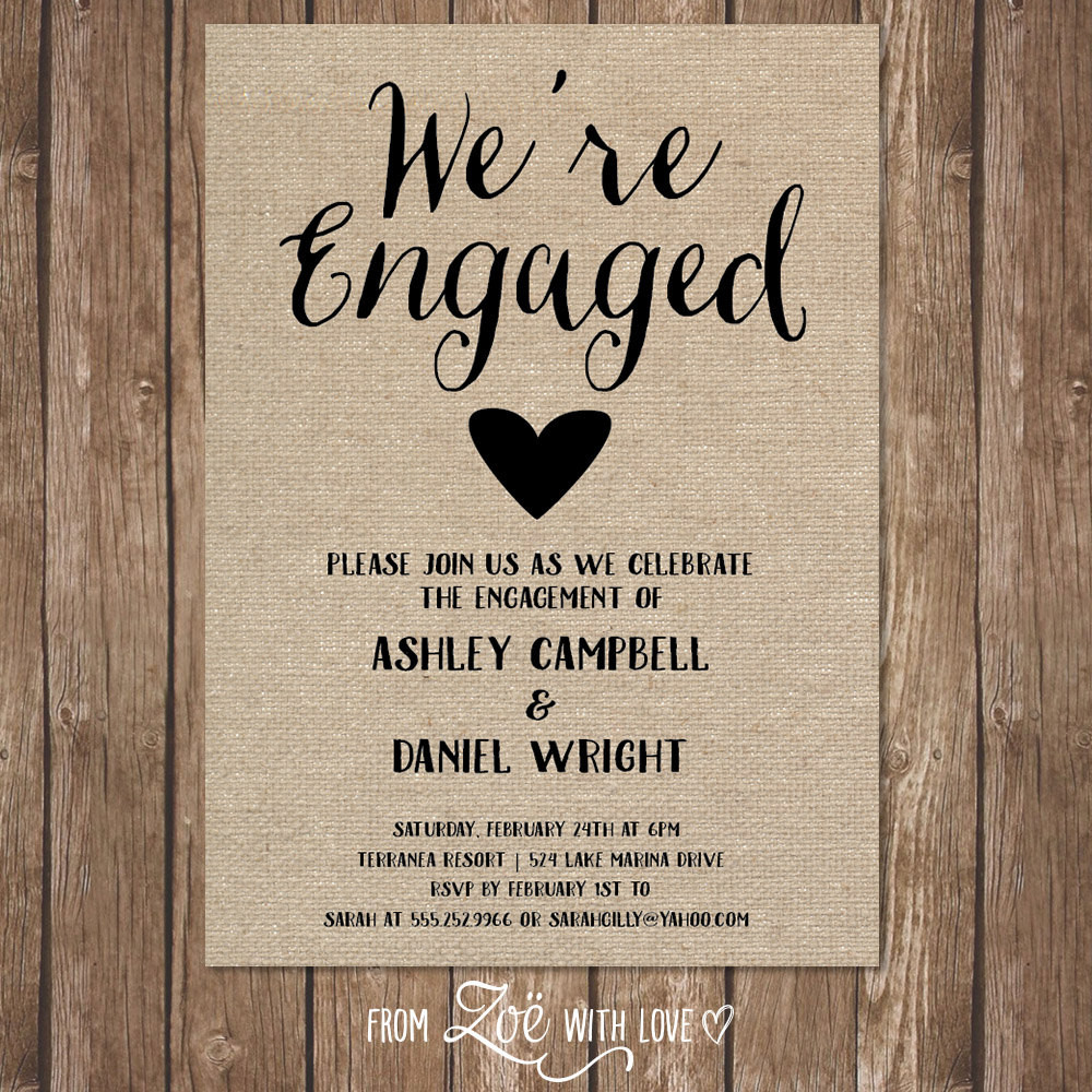 Shabby Chic Engagement Party Ideas
 Rustic Engagement Party Invitation Printable Shabby Chic