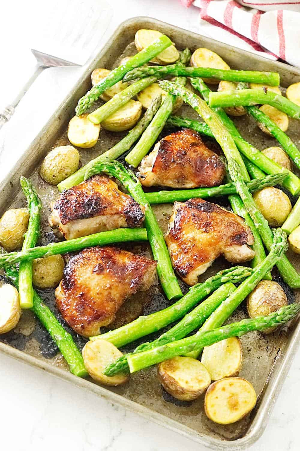 Sheet Pan Chicken Dinner
 Sheet Pan Chicken Dinner with Potatoes and Asparagus