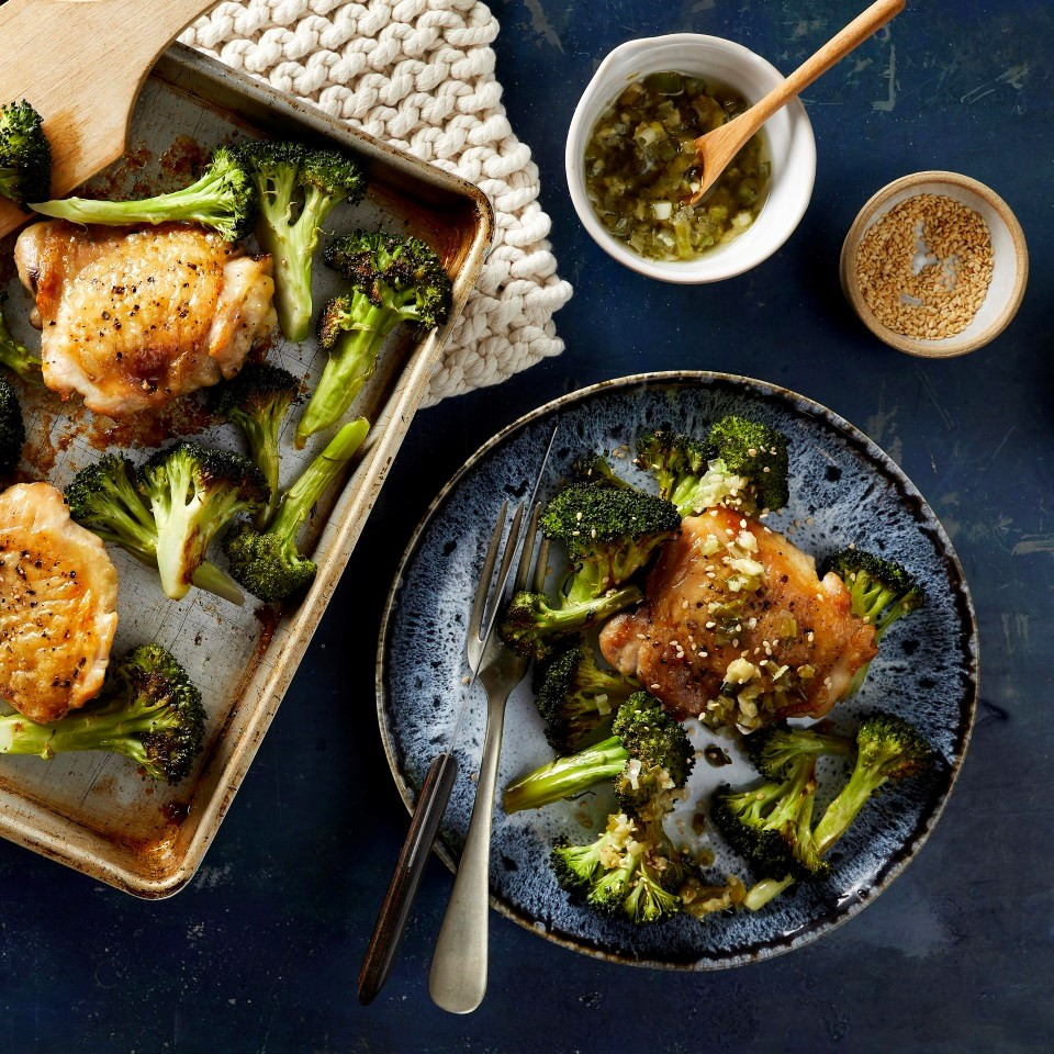 Sheet Pan Chicken Thighs And Broccoli
 Sheet Pan Sesame Chicken & Broccoli with Scallion Ginger