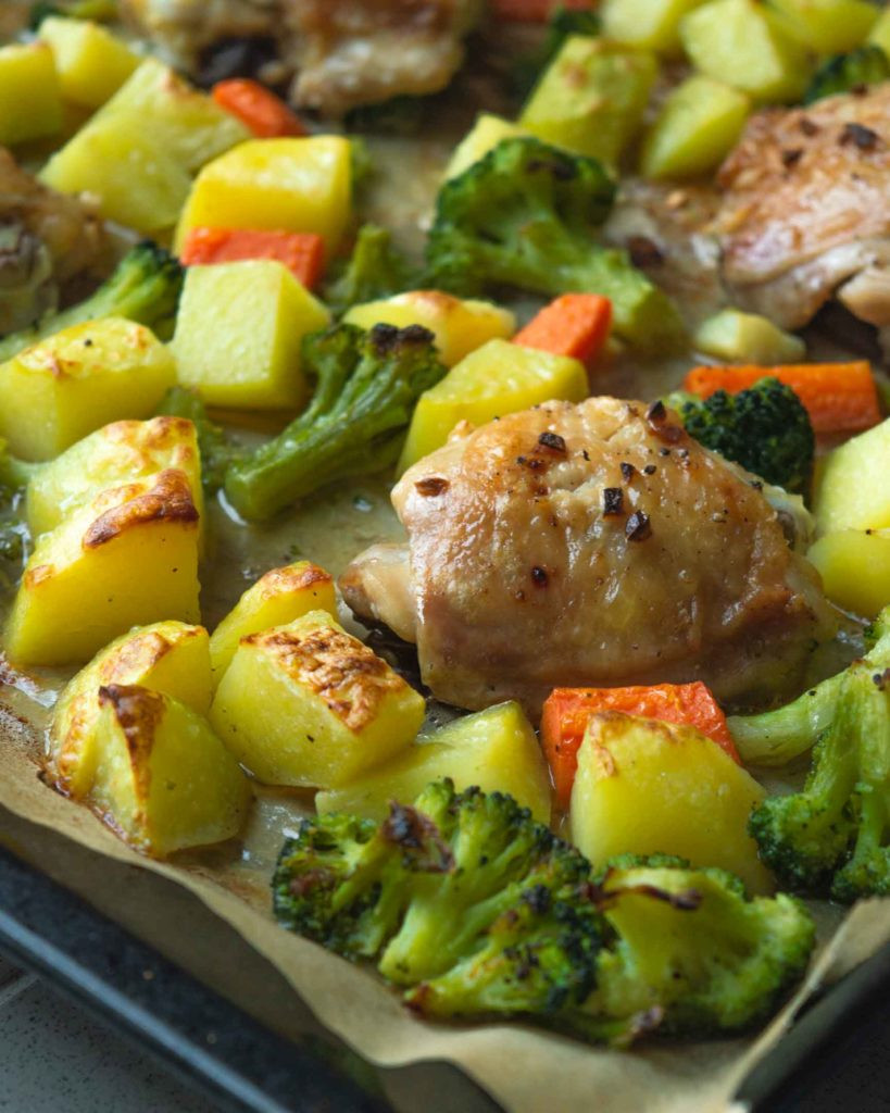 Sheet Pan Chicken Thighs And Broccoli
 Chicken Thighs With Broccoli and Potatoes Sheet Pan