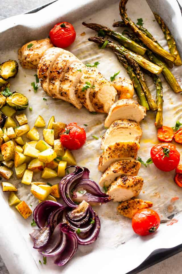 Sheet Pan Dinners Chicken Breast
 Sheet Pan Garlic Herb Chicken Breasts with Potatoes & Veggies