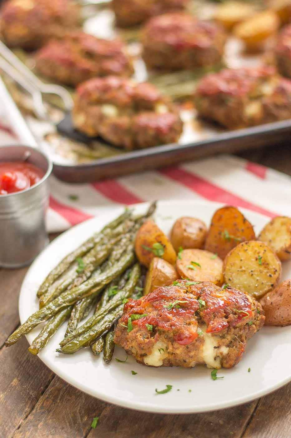Sheet Pan Meatloaf
 Sheet Pan Mini Meatloaves with Potatoes & Green Beans