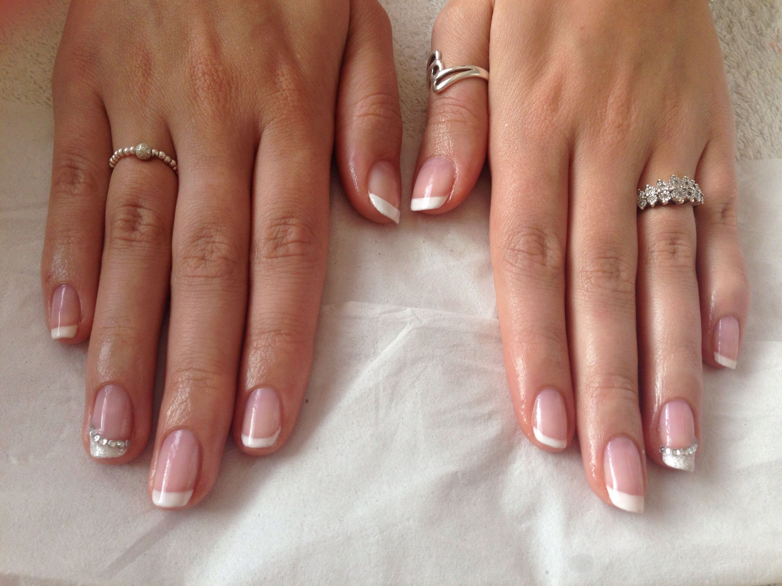 Shellac Nails For Wedding
 Wedding nails for bride French manicure using rhinestones