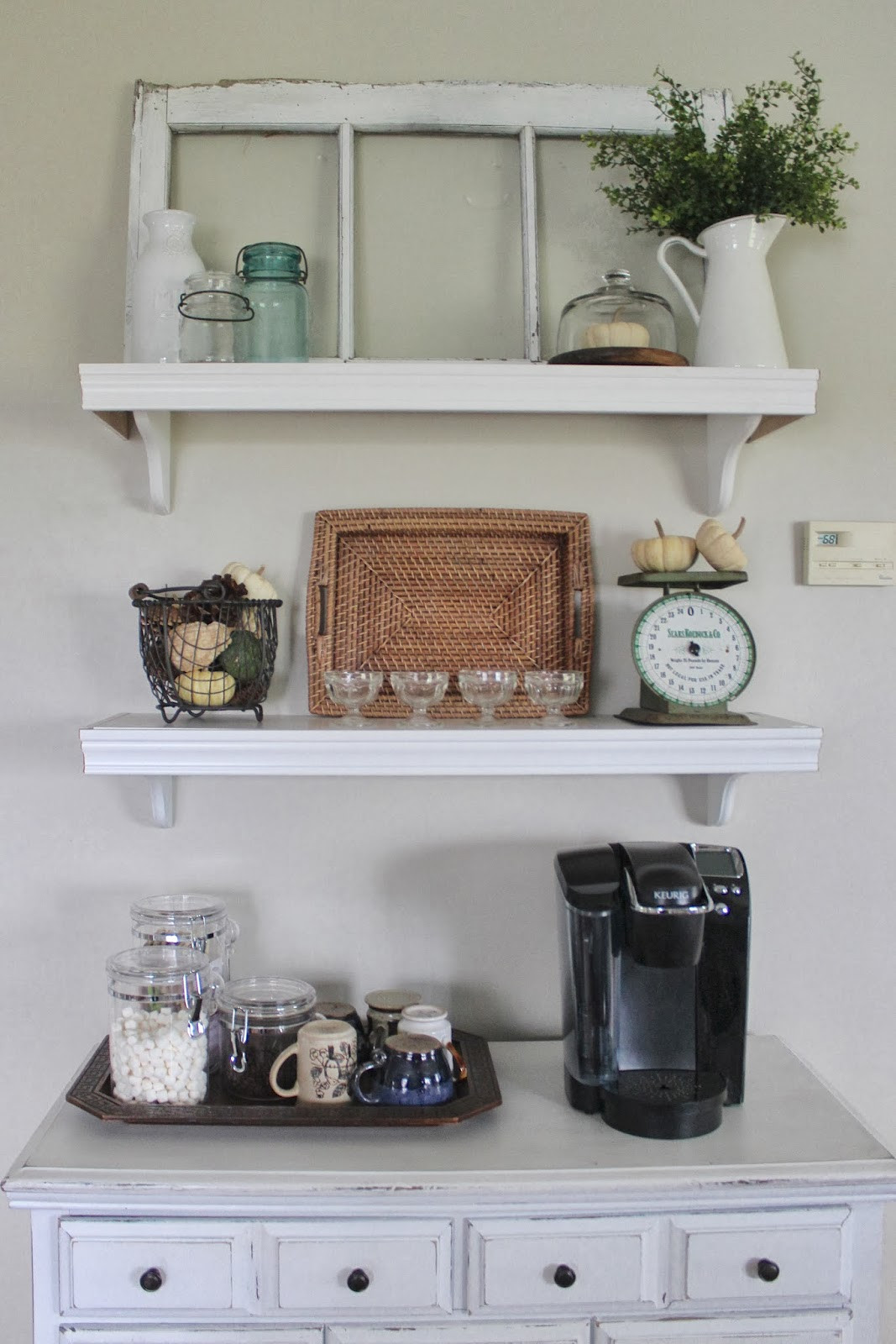 Shelves For Kitchen Wall
 behind the red barn door kitchen wall shelves