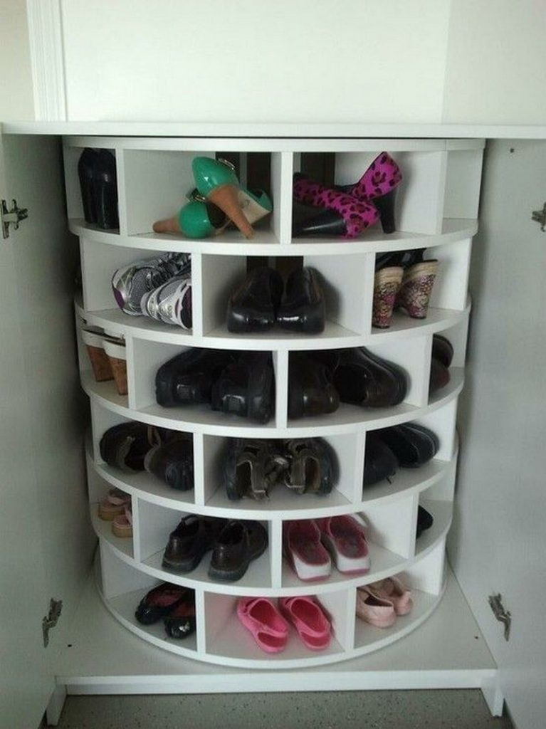Shoe Organization DIY
 DIY Lazy Susan Shoe Storage – The Owner Builder Network