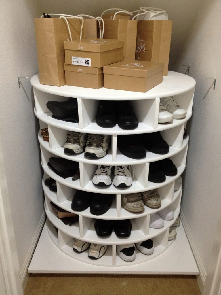 Shoe Rack Designs DIY
 DIY Lazy Susan Shoe Storage – The Owner Builder Network