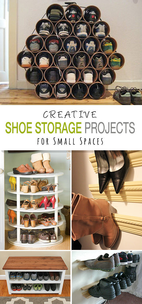 Shoe Rack Ideas DIY
 Shoe Storage DIY Projects for Small Spaces