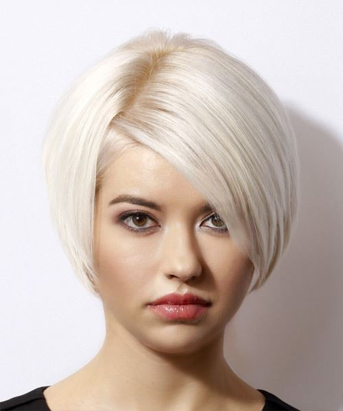 Short Blonde Bob Hairstyles
 Formal Short Straight Bob Hairstyle with Side Swept Bangs