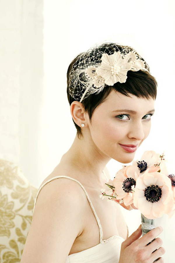 Short Hairstyles For Brides With Veils
 Short Hair Bridal Veils