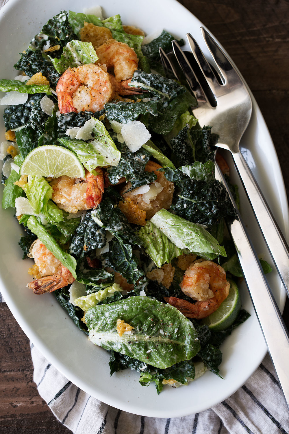 Shrimp Kale Salad
 Kale Caesar Salad with Lime & Crispy Shrimp — Cooking with