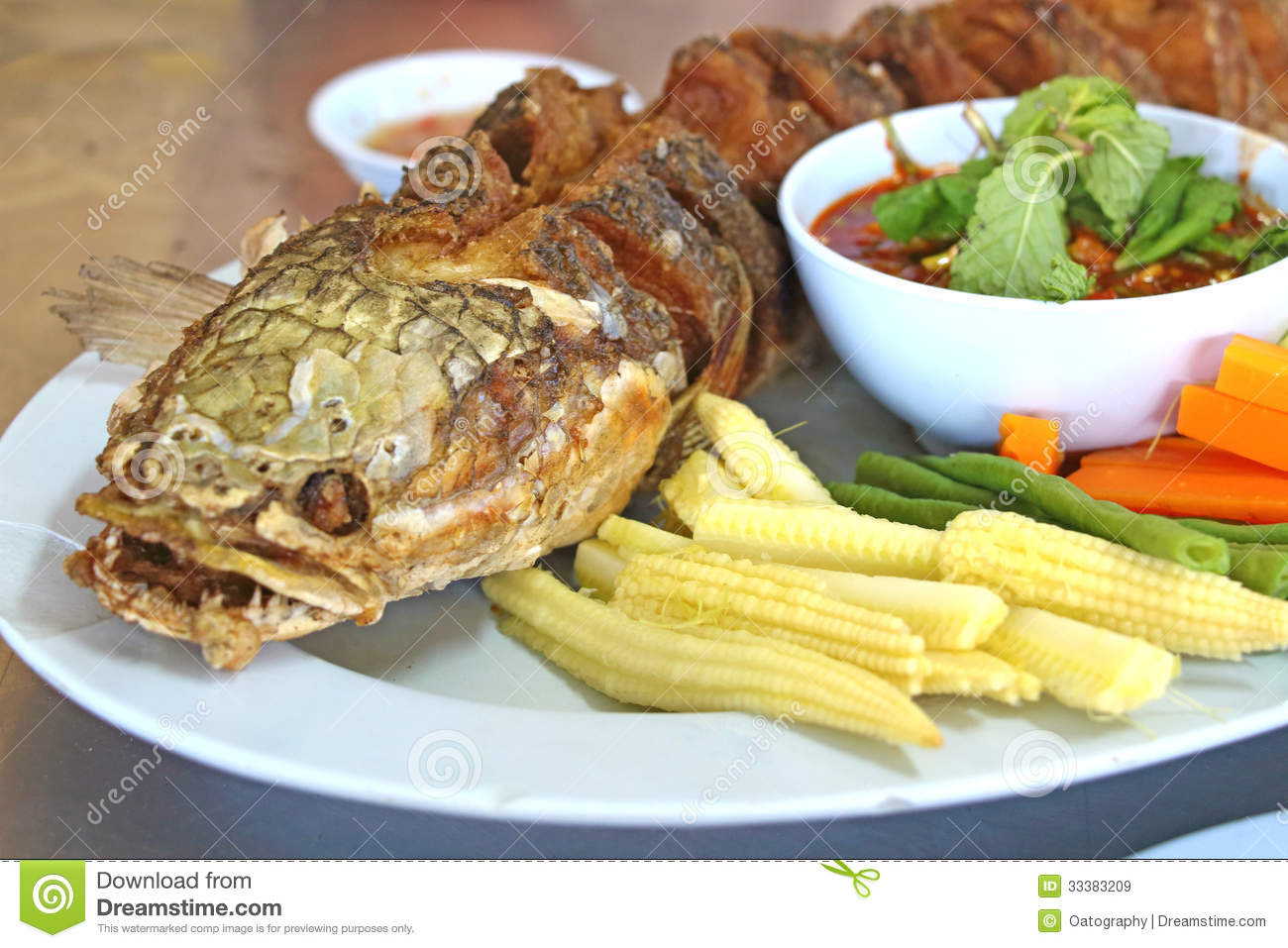 Side Dishes For Fish
 Snake head fish fried stock image Image of dinner crisp