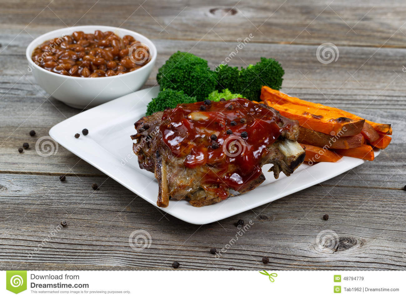 Side Dishes For Spare Ribs
 BBQ Ribs with side dishes stock image Image of lunch