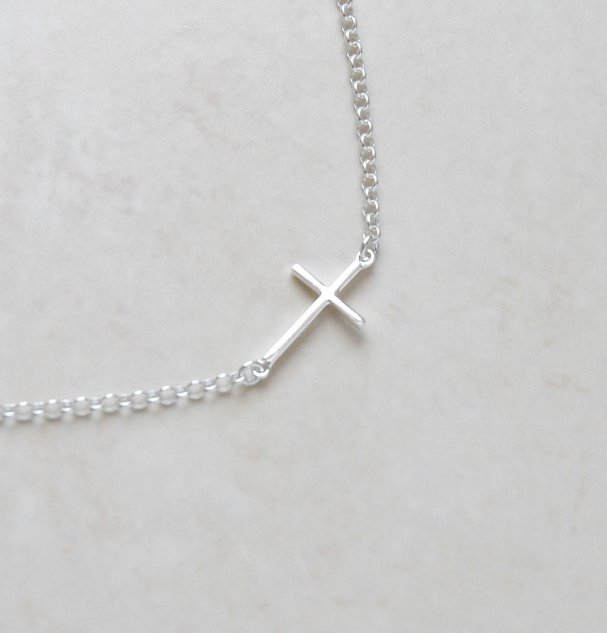 Silver Sideways Cross Necklace
 Sideways cross necklace sterling silver sideway cross tiny