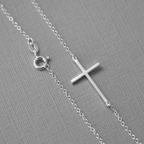 Silver Sideways Cross Necklace
 Sterling Silver Sideways Cross Necklace Cross by