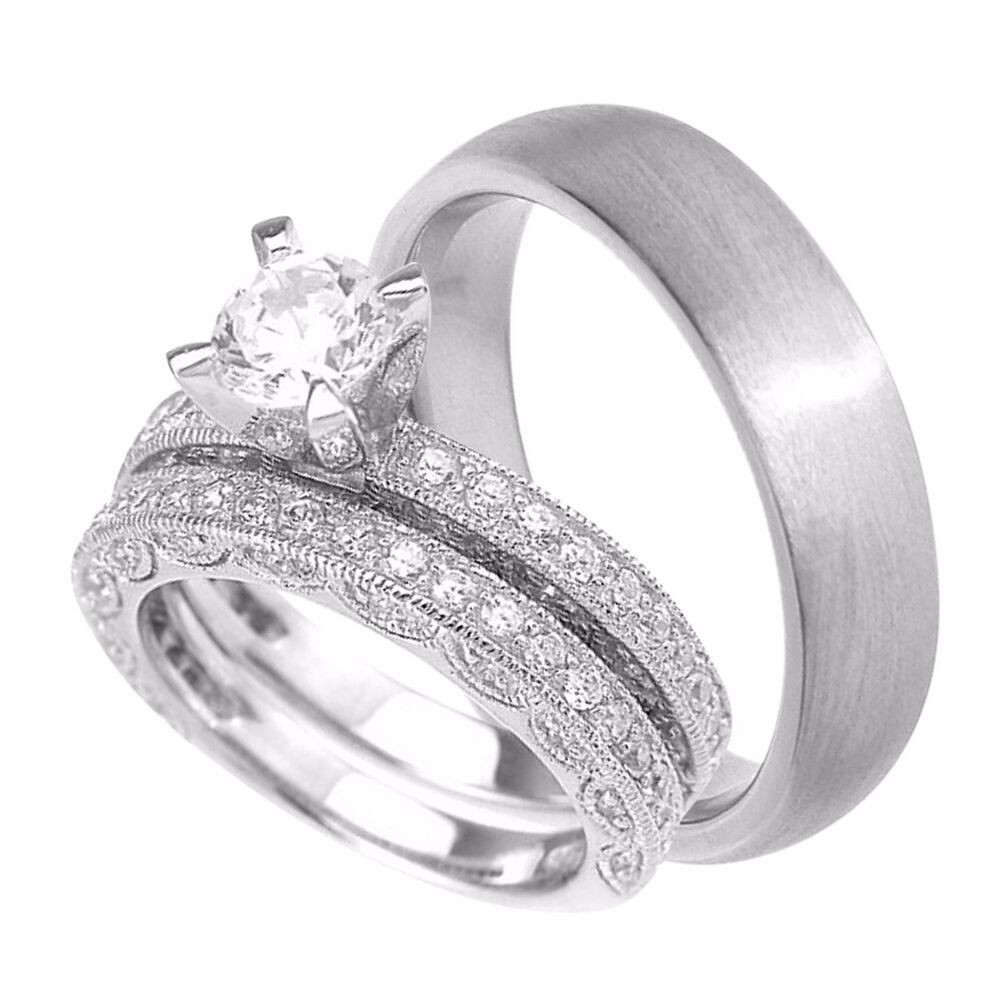Silver Wedding Rings For Her
 His and Her Wedding Rings Set Sterling Silver Wedding