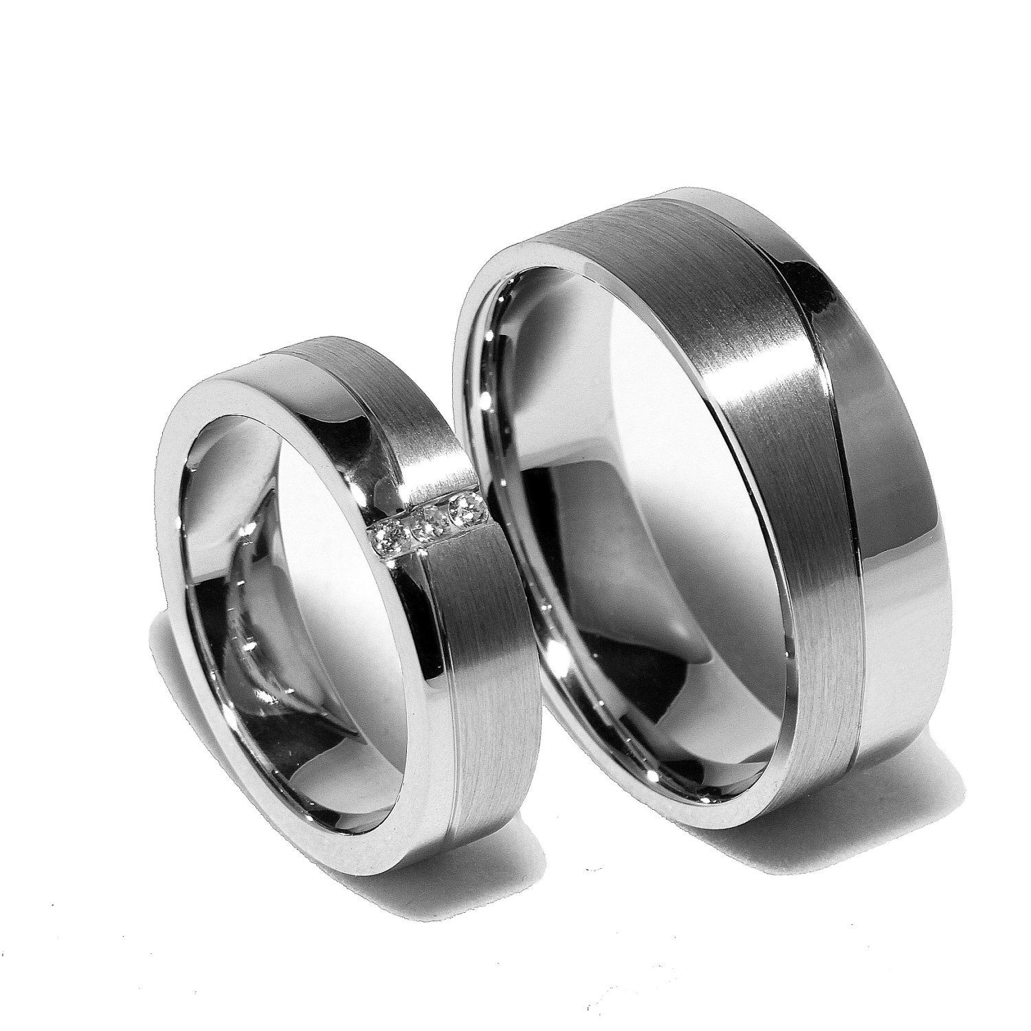 Silver Wedding Rings For Her
 Two Matching Sterling Silver Wedding Bands Promise Rings