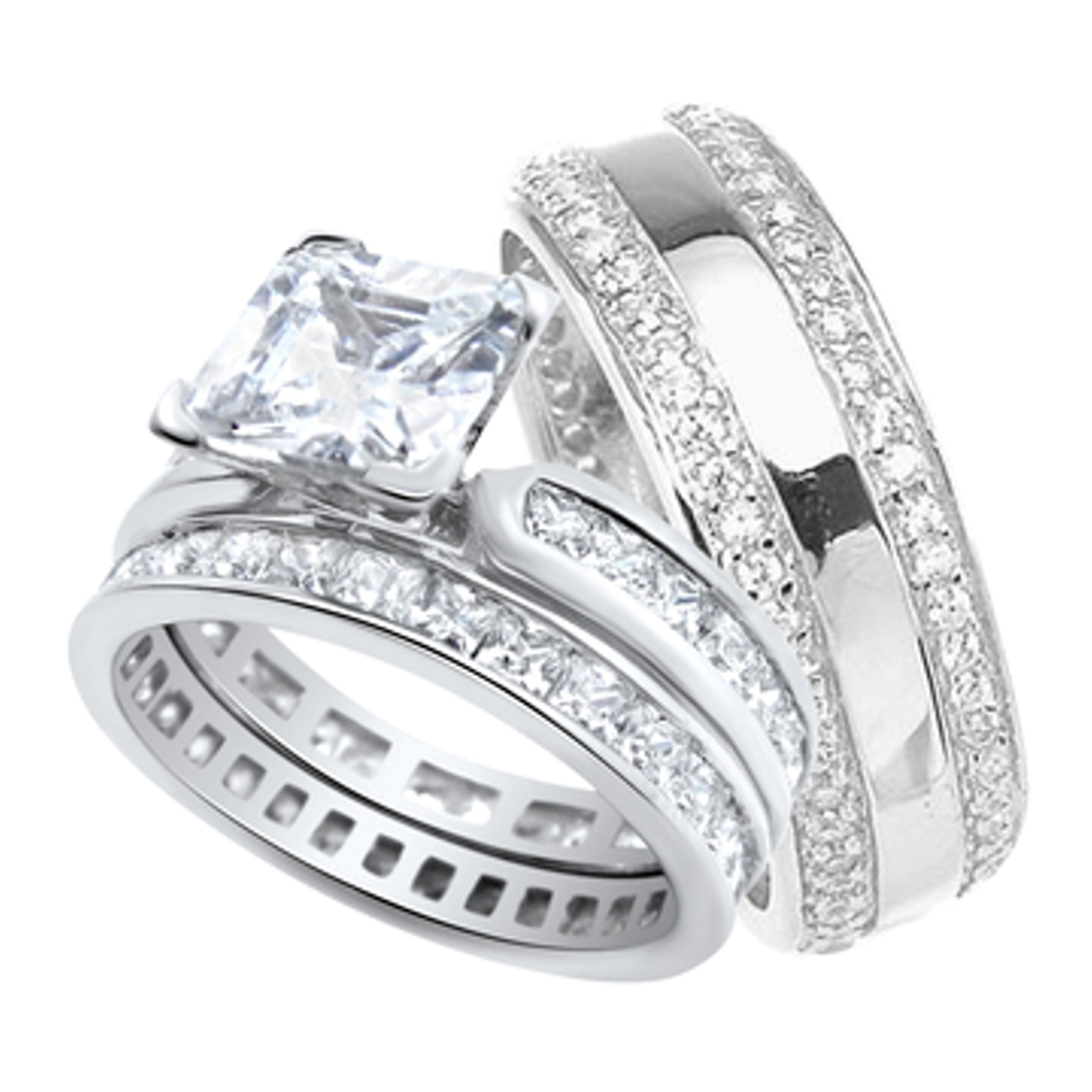 Silver Wedding Rings For Her
 His and Hers Wedding Ring Set Matching Sterling Silver