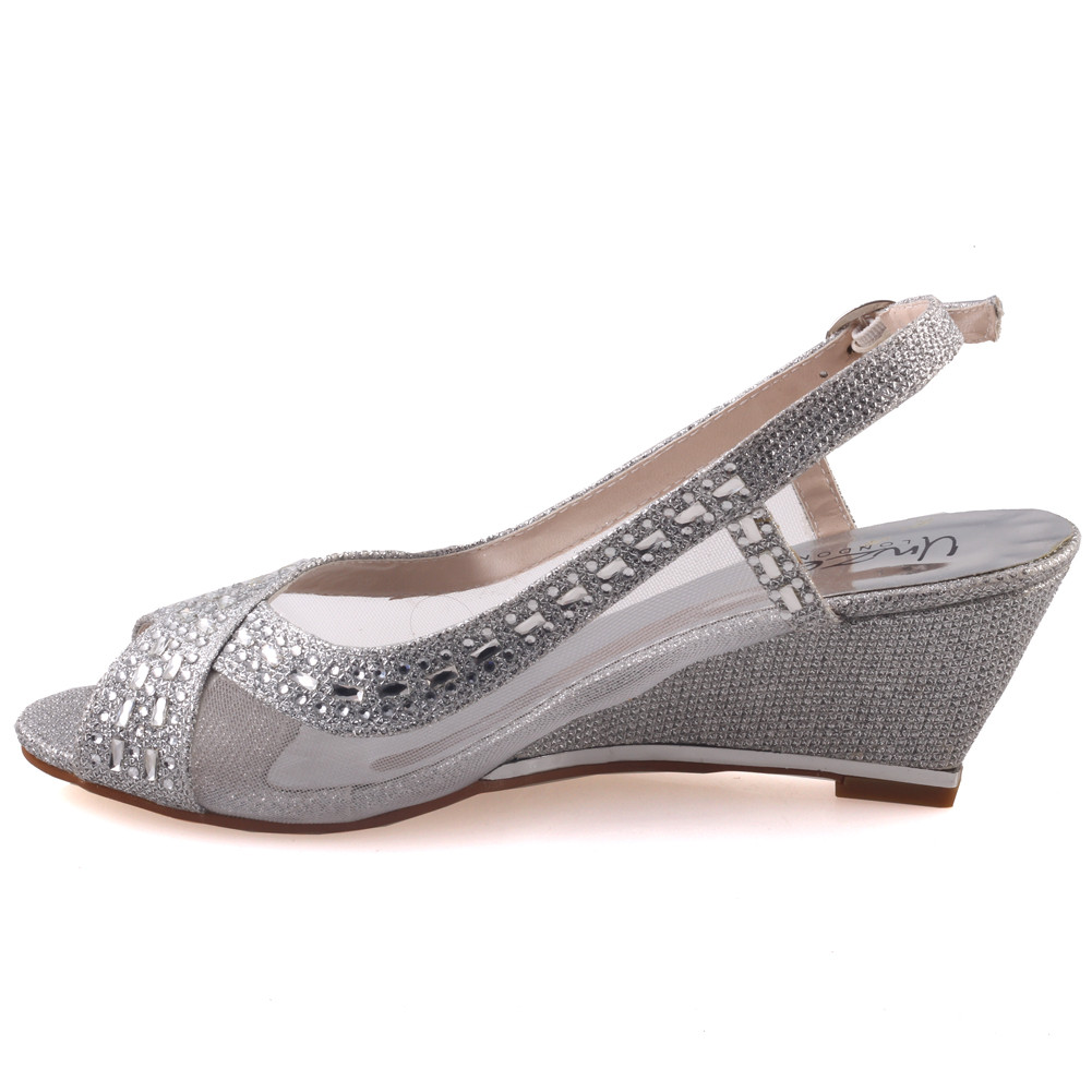 Silver Wedge Shoes For Wedding
 UNZE WOMENS SHAHENY WEDGE WEDDING SANDALS UK SIZE 3 8