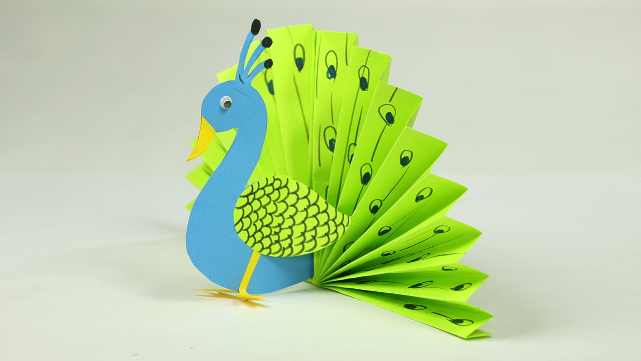 Simple Arts And Crafts For Toddlers
 Paper Crafts for Kids Easy Blue and Neon Peacock With