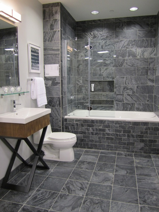 Slate Tile Bathroom Ideas
 Polished Slate Tiles Contemporary bathroom Sherwin