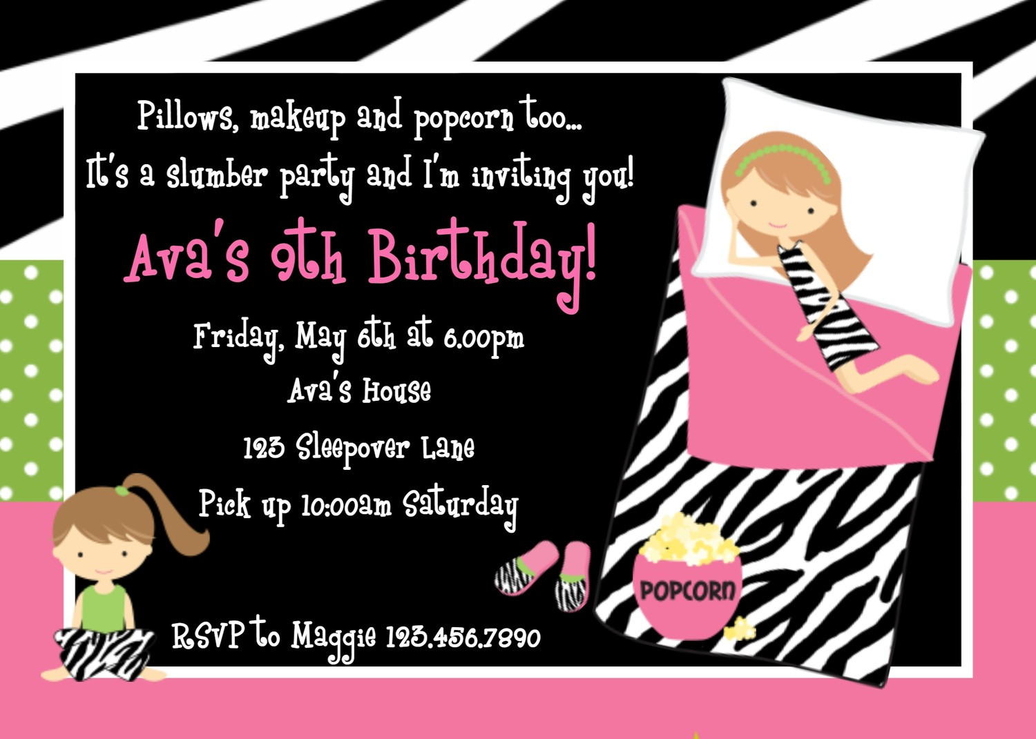 Sleepover Birthday Party Invitations
 Printable Birthday Invitations Girls Sleepover Party