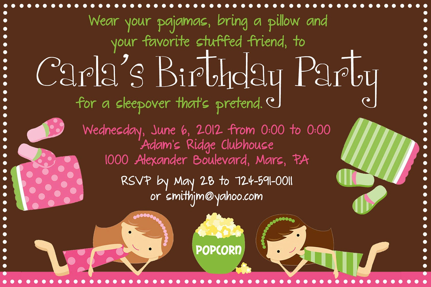 Sleepover Birthday Party Invitations
 Sleepover Birthday Party Invitation Printable