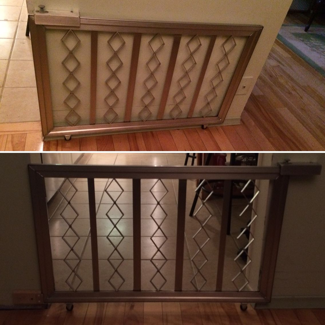 Sliding Baby Gate DIY
 Need something to keep the dogs out of the kitchen while I