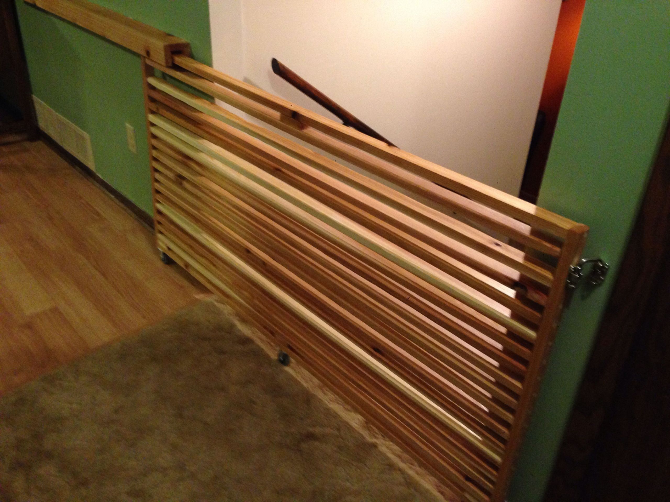 Sliding Baby Gate DIY
 Sliding gate for the top of stairs Made of cedar 1x2
