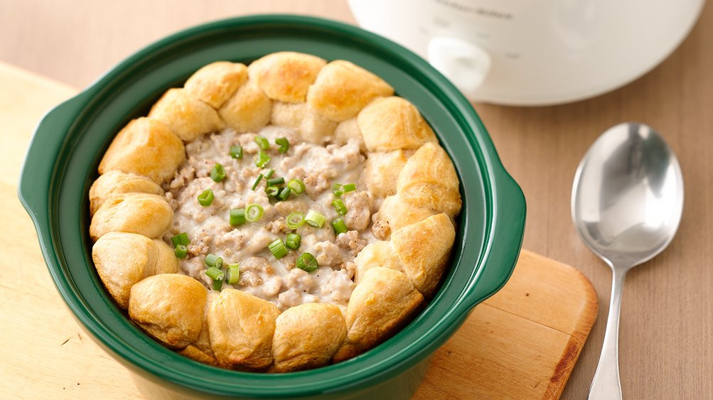 Slow Cooker Biscuits And Gravy
 Slow Cooker Biscuits and Sausage Gravy recipe from