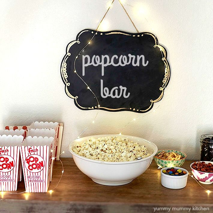 Slumber Party Food Ideas For Adults
 popcorn bar for movie night …