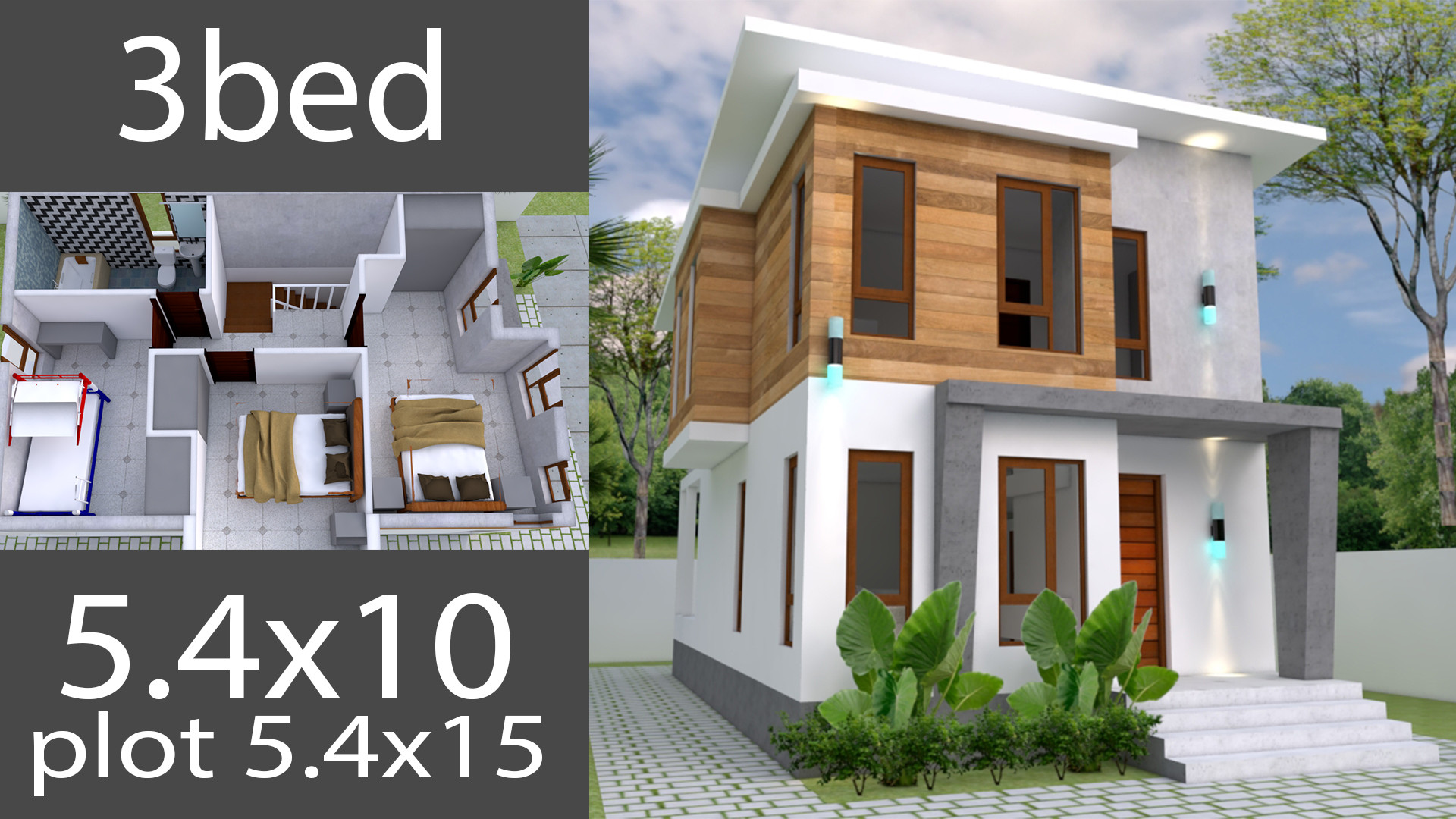 Small 4 Bedroom House Plans
 Small Home design Plan 5 4x10m with 3 Bedroom Samphoas