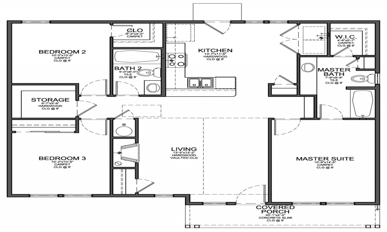 Small 4 Bedroom House Plans
 Small 3 Bedroom House Floor Plans Simple 4 Bedroom House