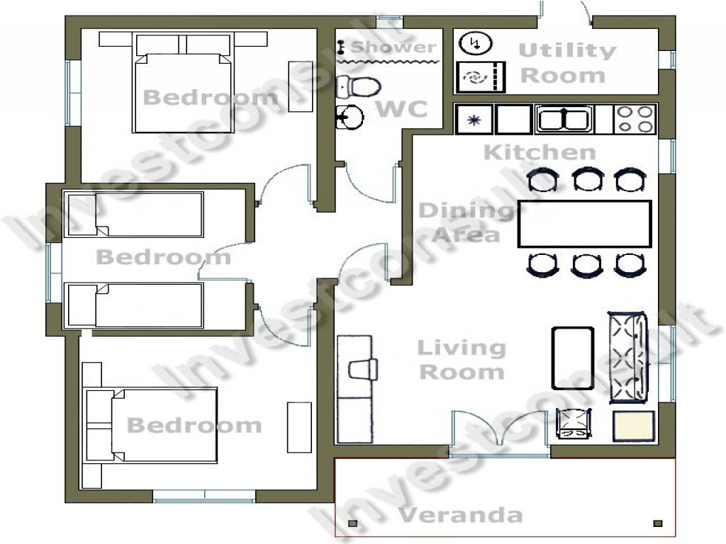 Small 4 Bedroom House Plans
 Small 3 Bedroom House Floor Plans Simple 4 Bedroom House