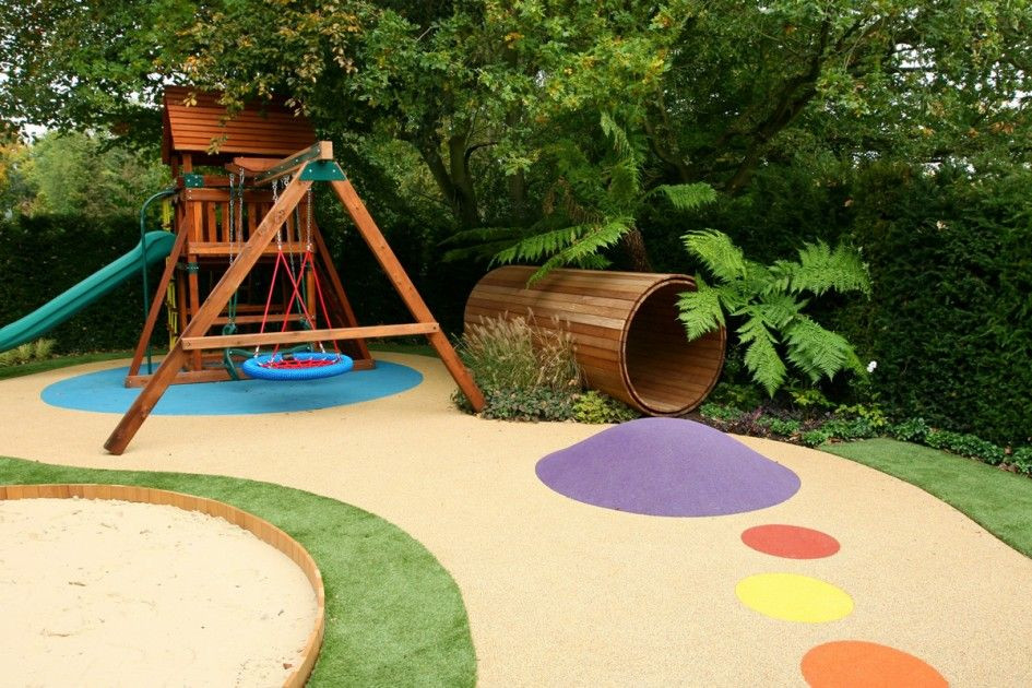 Small Backyard Playground Ideas
 Garden Outstanding Children Playground With Plants Fence