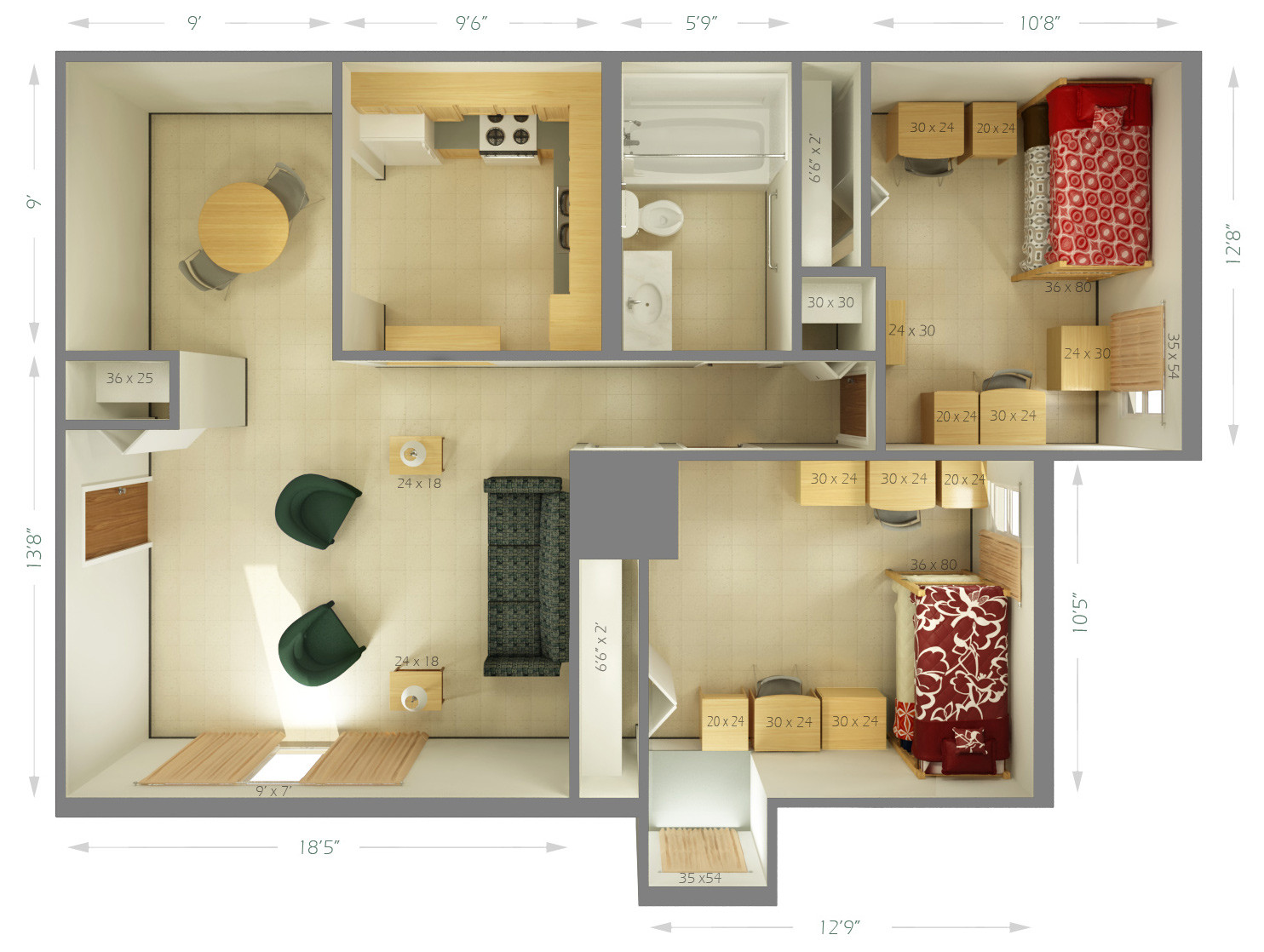 Small Bedroom Dimensions
 University Housing Cougar Village Room Dimensions