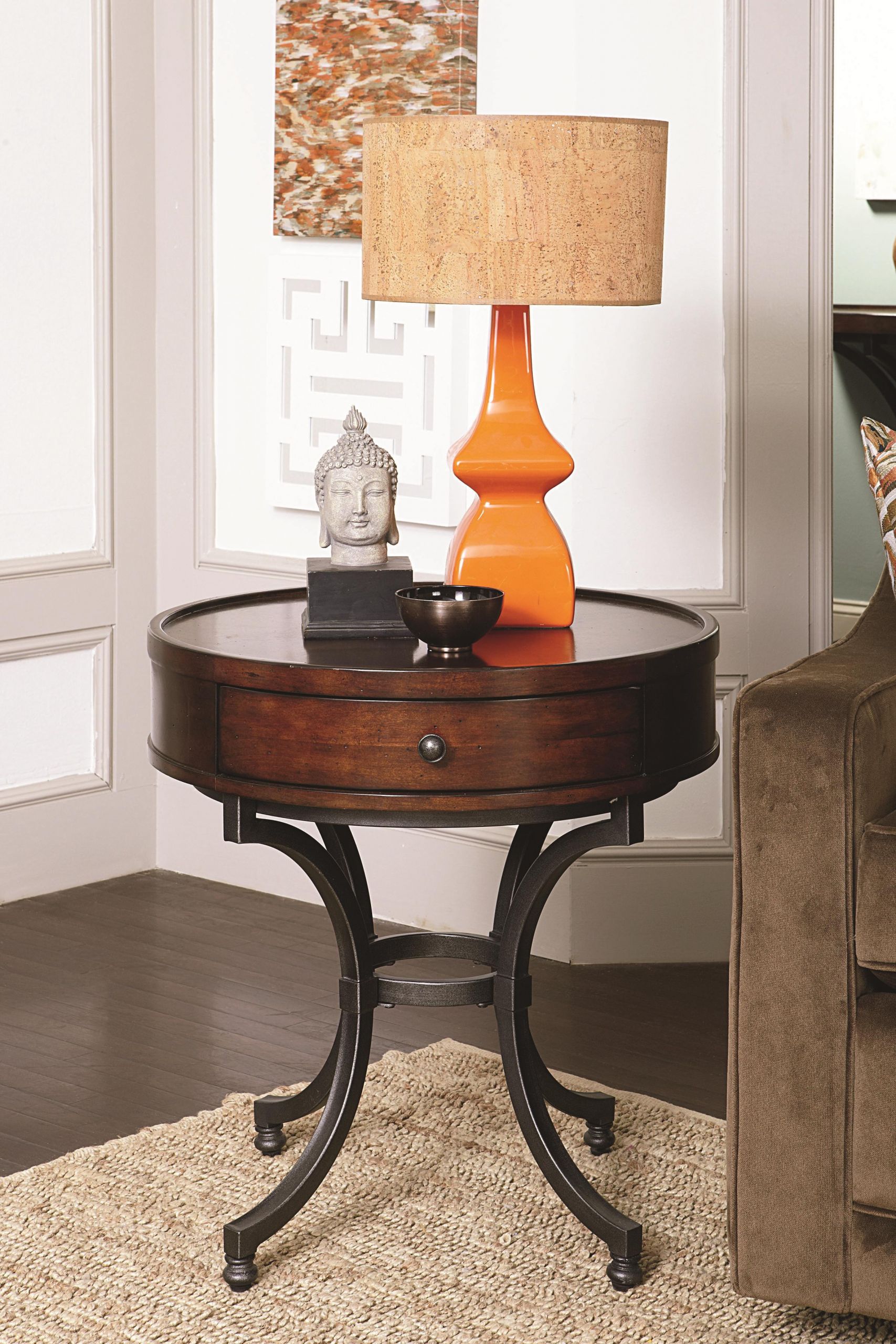 Small Bedroom End Tables
 Round End Table with 1 Drawer by Hammary