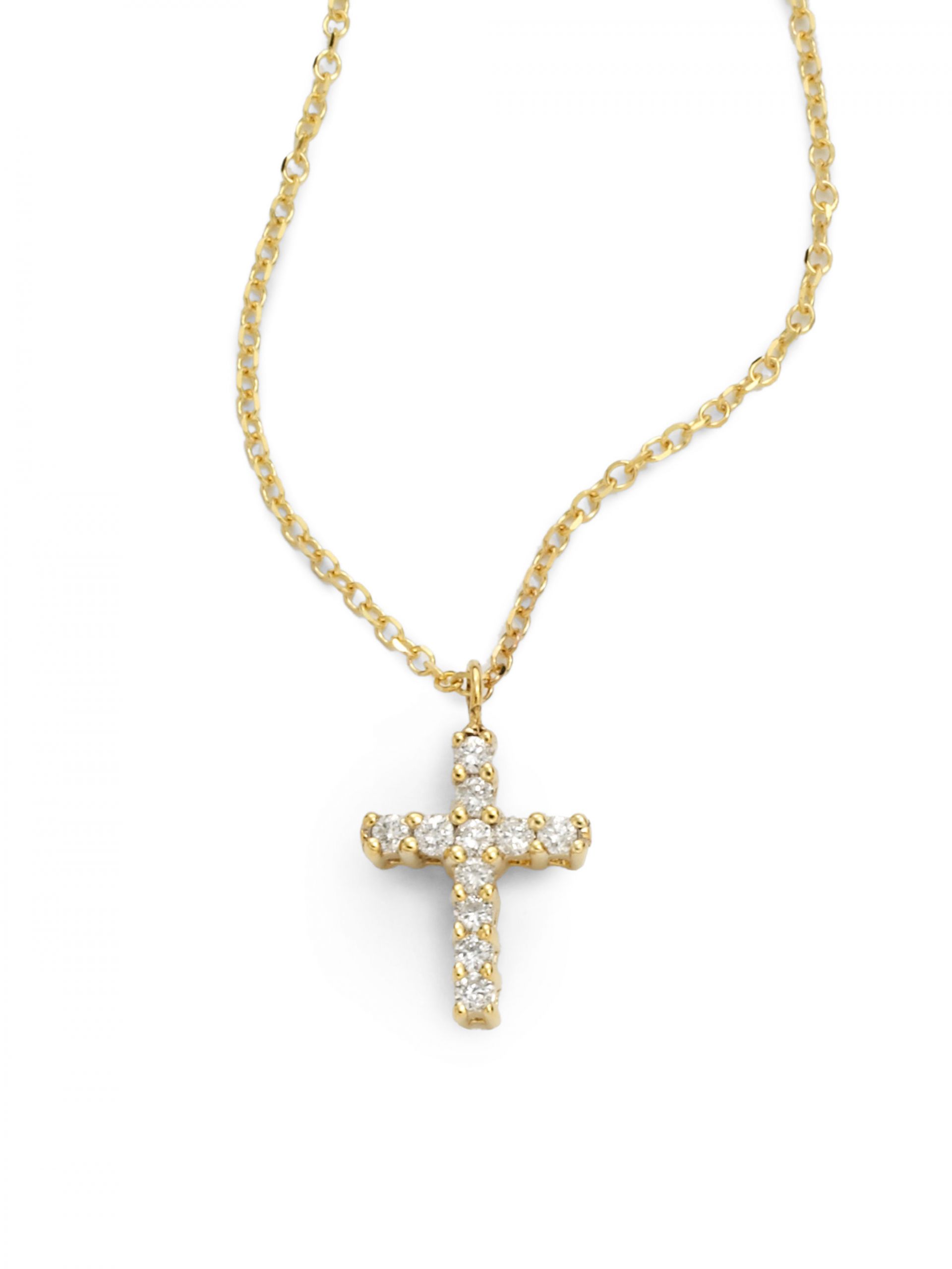 Small Diamond Cross Necklace
 Kc designs Small Diamond Cross Necklace in Metallic