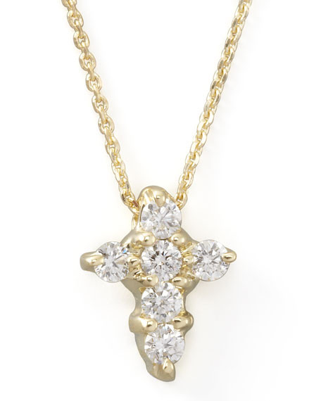 Small Diamond Cross Necklace
 KC Designs Small Diamond Cross Necklace Yellow Gold