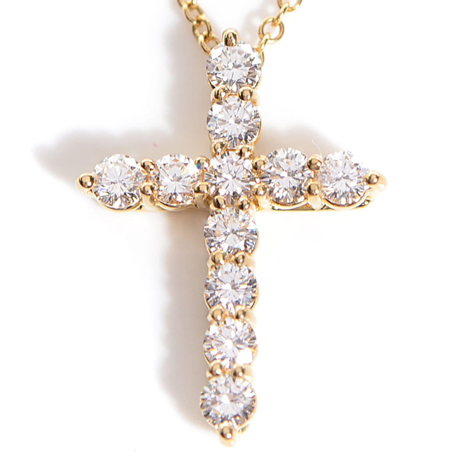 Small Diamond Cross Necklace
 TIFFANY 18K Yellow Gold Diamond Small Cross Pendant