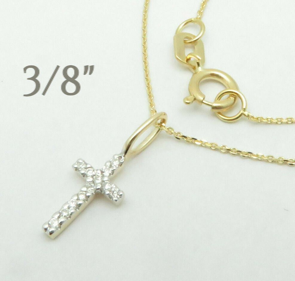 Small Diamond Cross Necklace
 14K YELLOW GOLD SMALL DIAMOND CROSS PENDANT NECKLACE 16