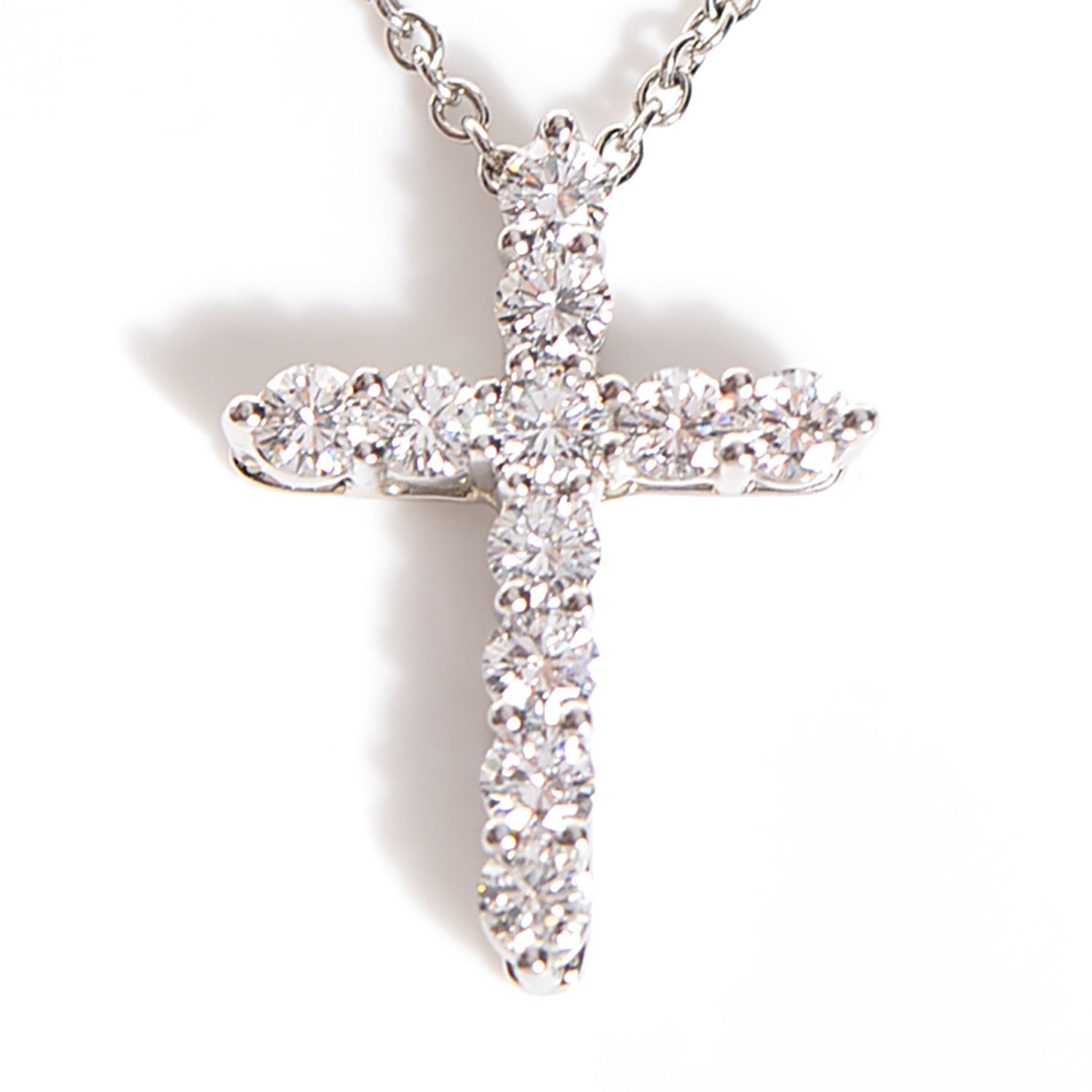 Small Diamond Cross Necklace
 TIFFANY Platinum Diamond Small Cross Pendant Necklace